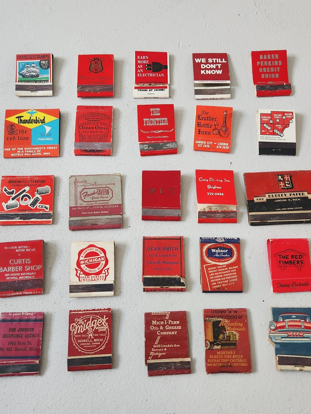 Vintage Red Matchbook Wall Decor Set - Classic Red Accent